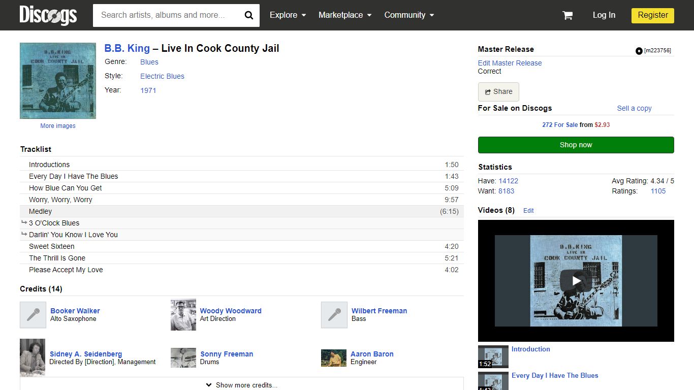 B.B. King - Live In Cook County Jail | Releases | Discogs